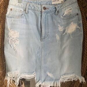Anthropologie Pistola Denim  Light Blue Distressed Mini Skirt - XS
